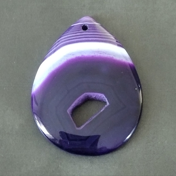 Large Purple Striped Agate Teardrop Pendant Gemstone - Picture 1 of 2
